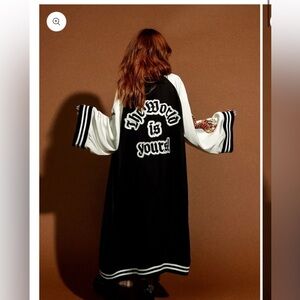 Dressed in LALA Take Up Space Kimono Bomber in Black NWOT S/M